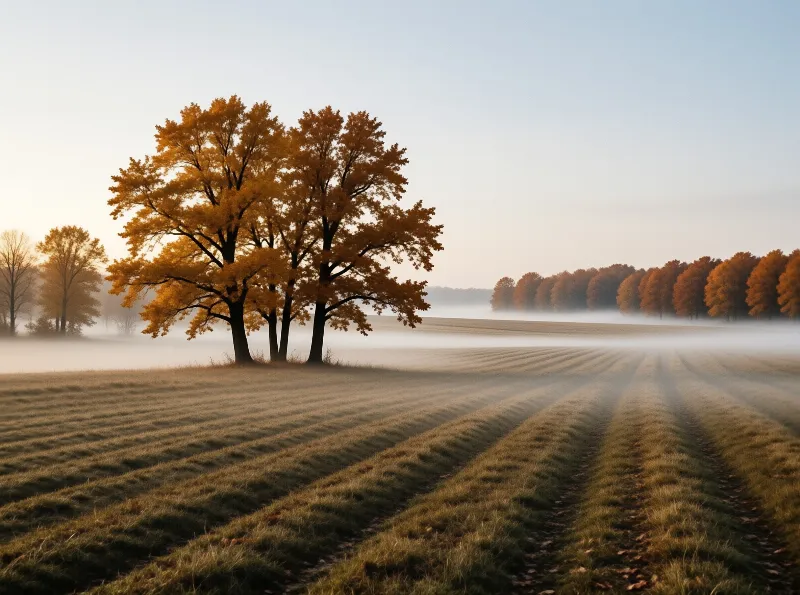 Misty Autumn Field
