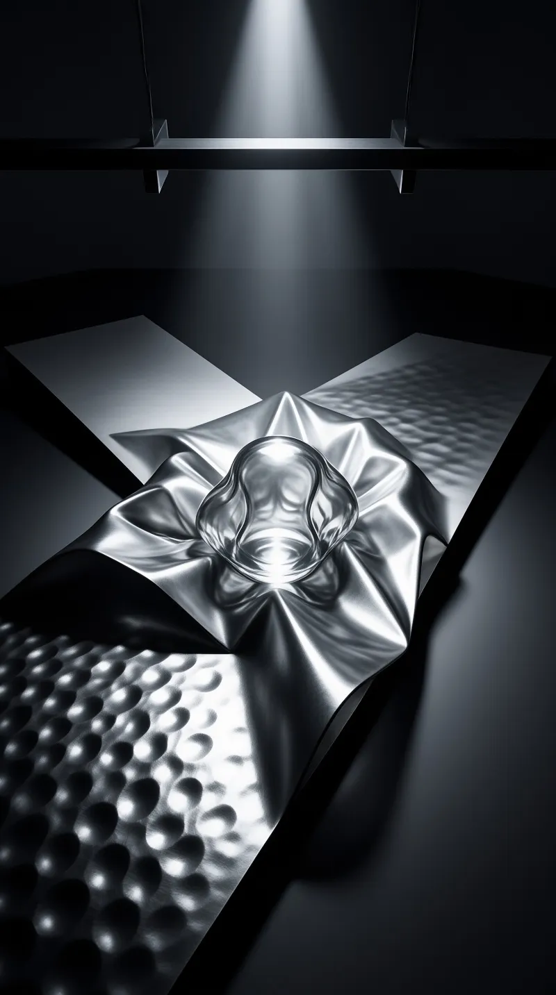 Spotlit Metallic Sculpture