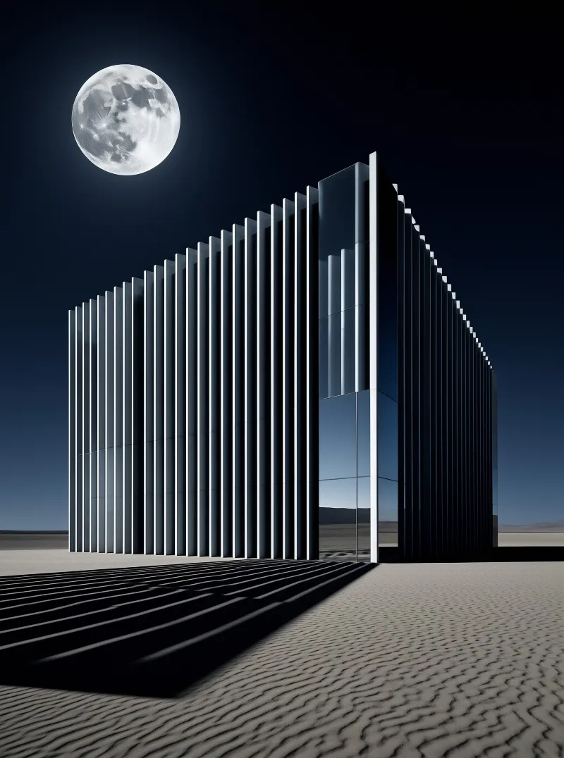 Minimalist Tower Under Full Moon