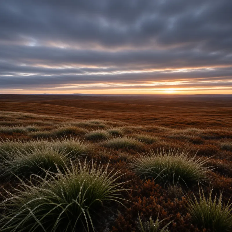 Vast Sunset Over Grassland