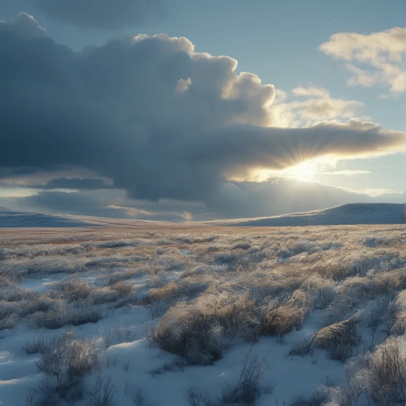 Sunset Over Snowy Landscape