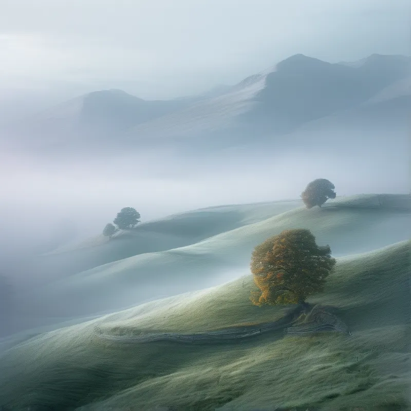 Serene Misty Hills