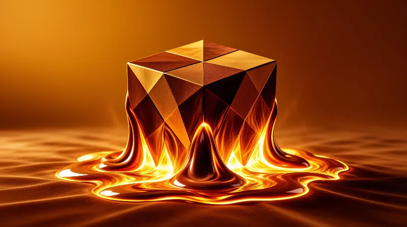 Melting Golden Cube