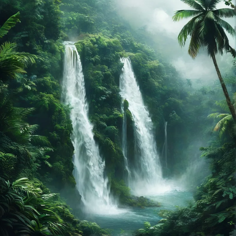 Tropical Jungle Waterfall