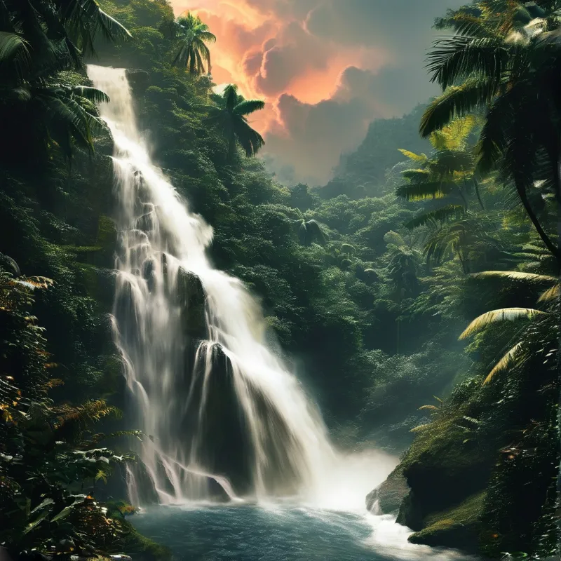 Tropical Waterfall Landscape