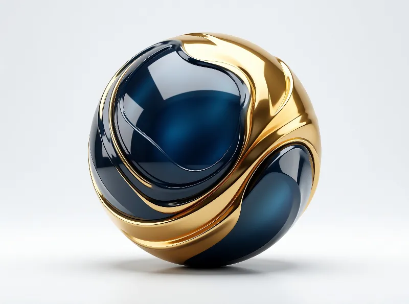 Glossy Gold and Blue Sphere