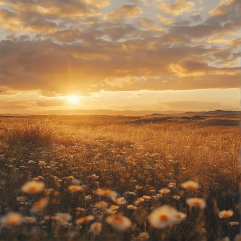 Golden Sunset in a Field