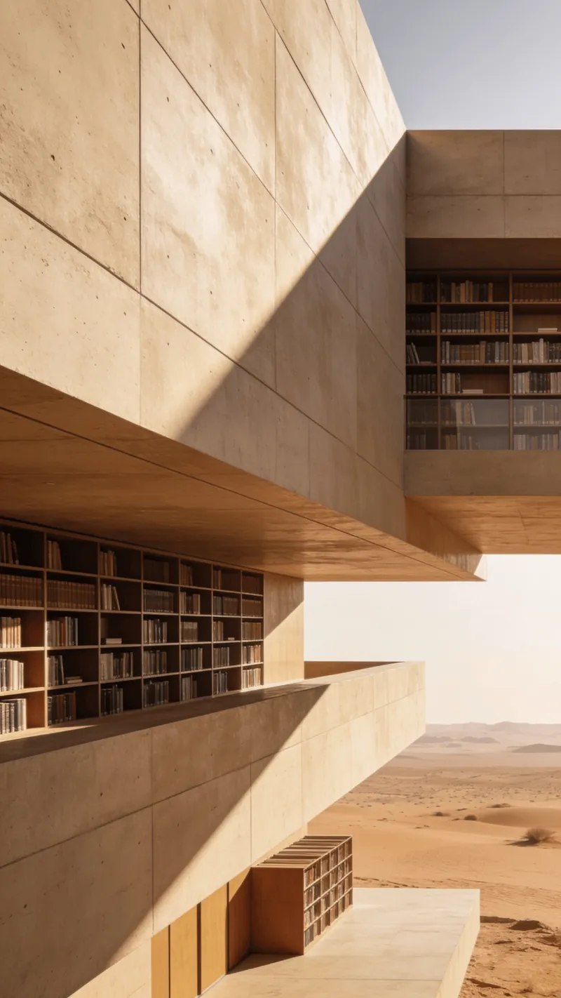 Library with Floating Cantilever — Desert Plain