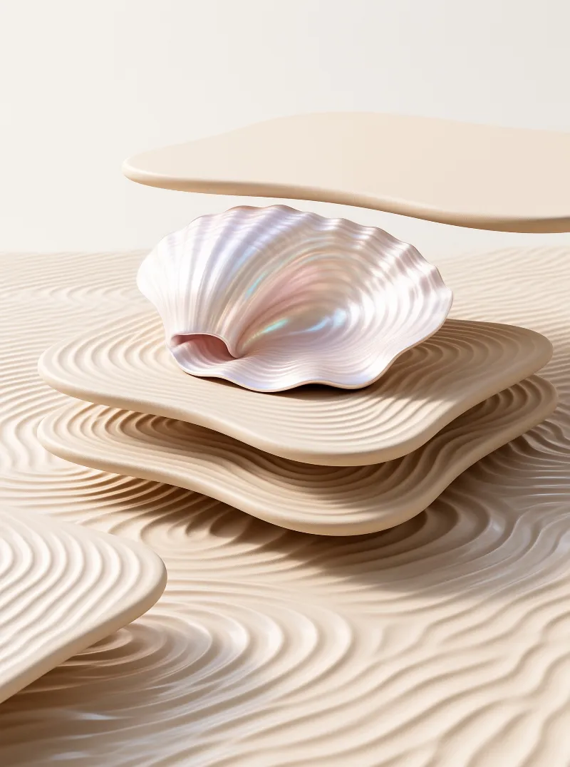 Pearlescent Seashell on Sand