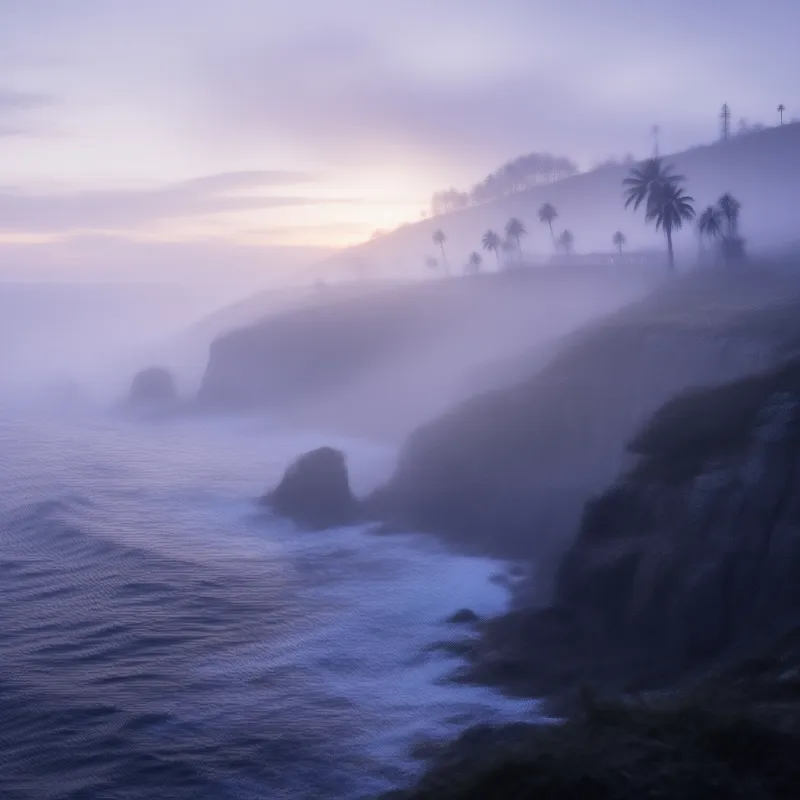 Misty Coastal Cliffs at Dawn