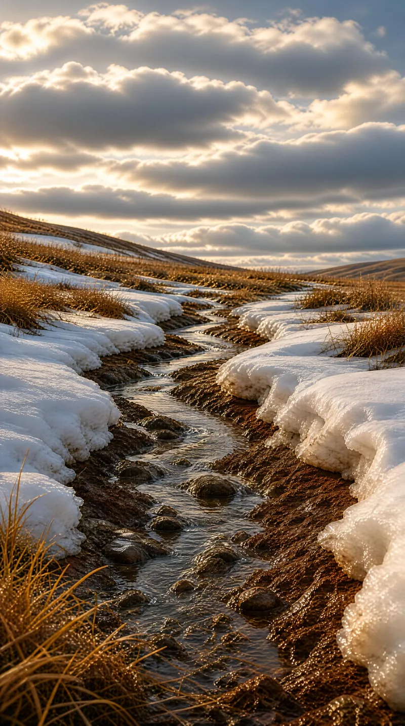 Winter Stream in Open Landscape