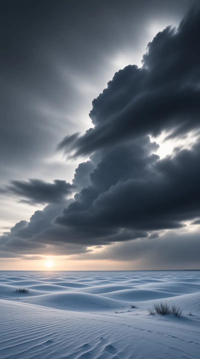 Dramatic Sky Over Snowy Fields