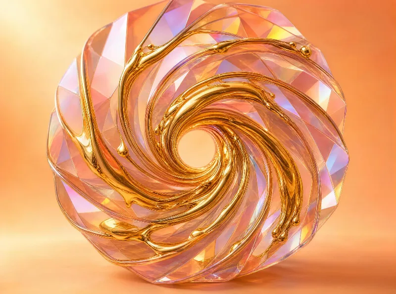 Golden Spiral in Crystal Geometric Shape