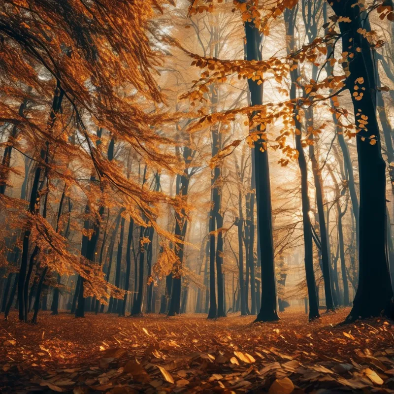 Sunlit Autumn Forest