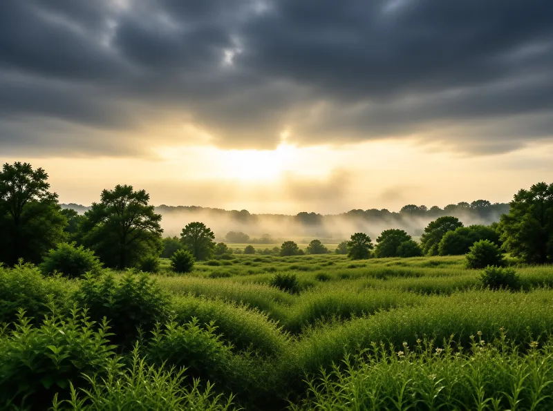 Misty Meadow Landscape