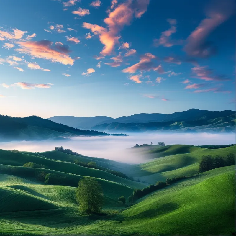 Misty Green Rolling Hills