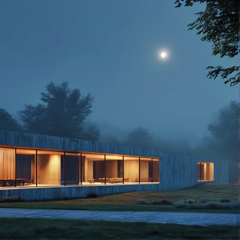 Modern House at Dusk