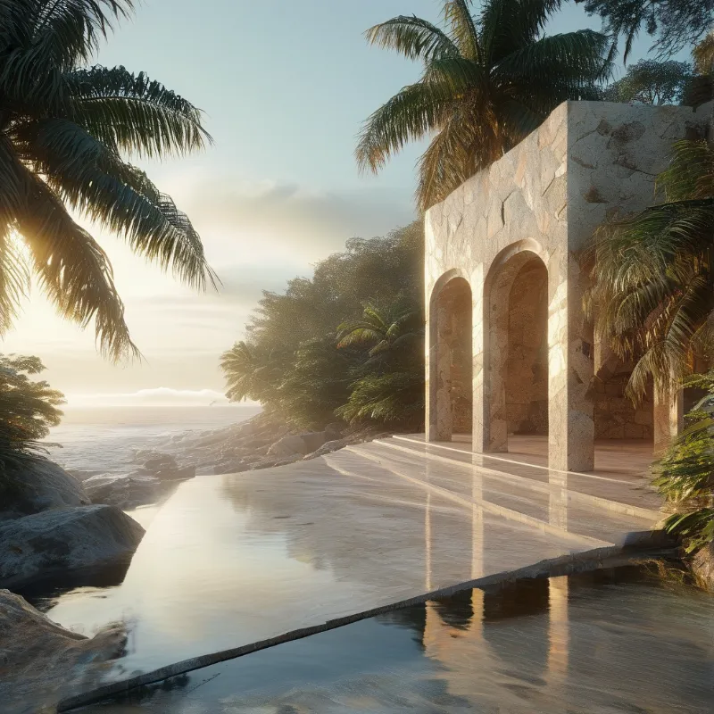 Tropical Coastal Pool Dawn