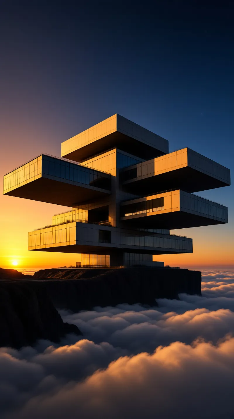 Futuristic Building at Sunset