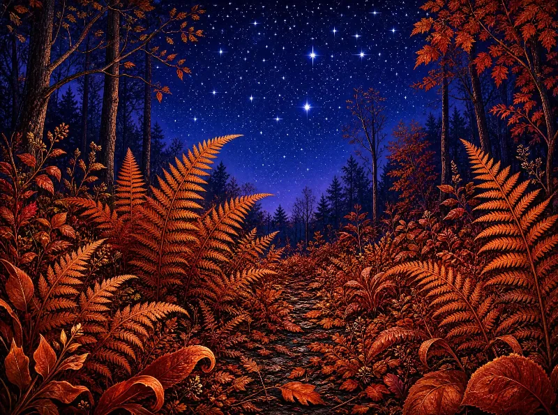 Autumn Forest Night Sky