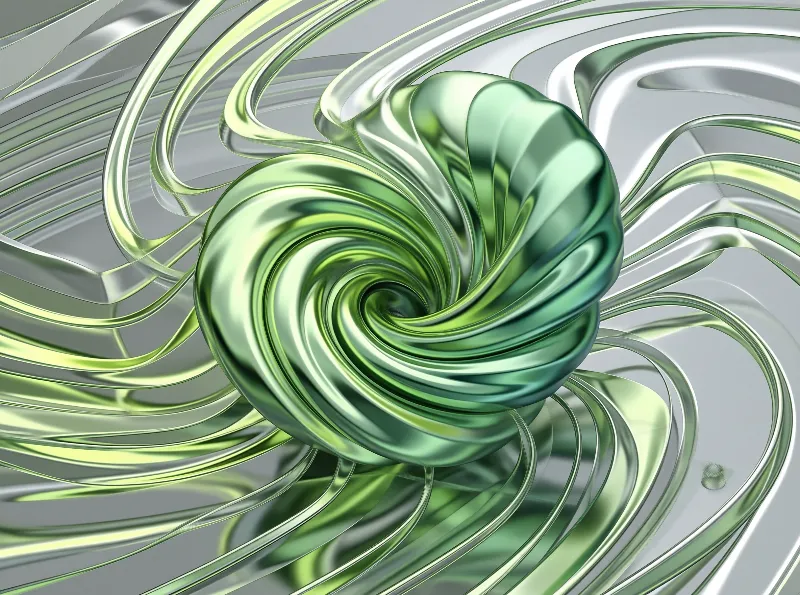 Abstract Green Liquid Spiral