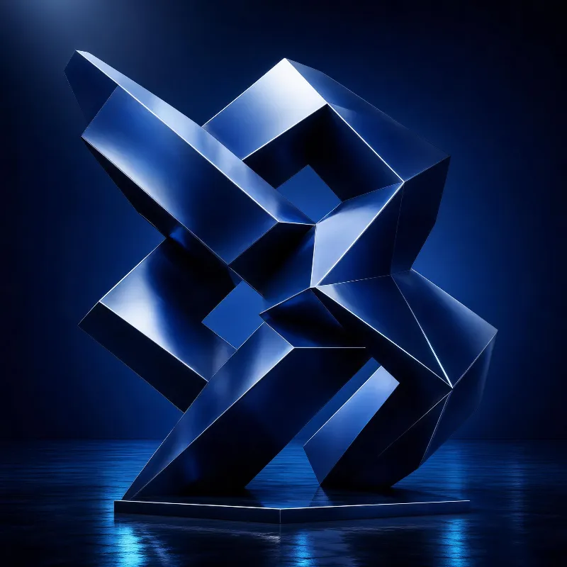 Abstract Blue Metal Sculpture
