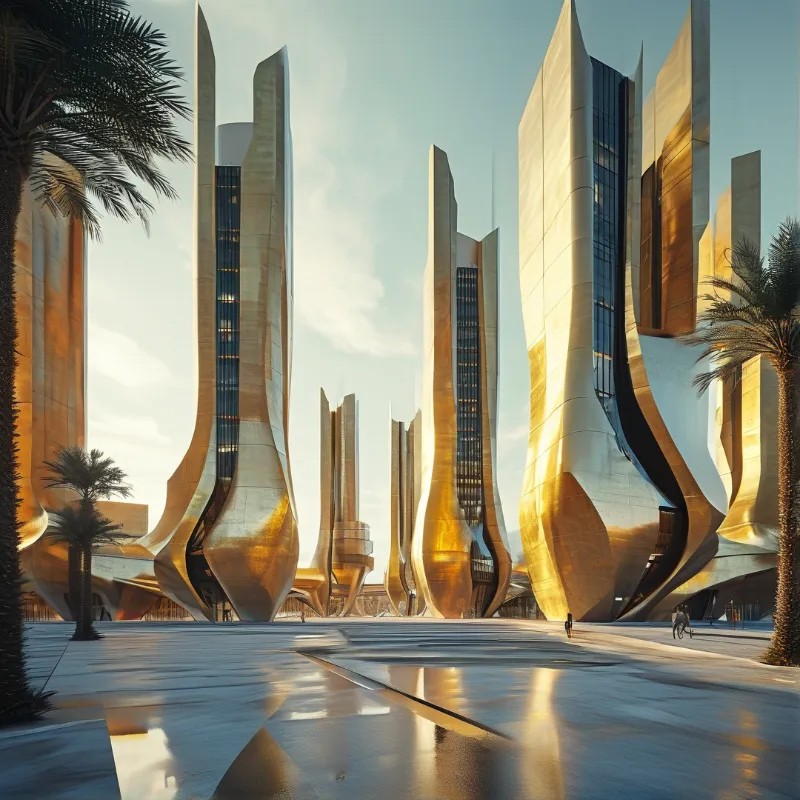 Futuristic Golden Cityscape