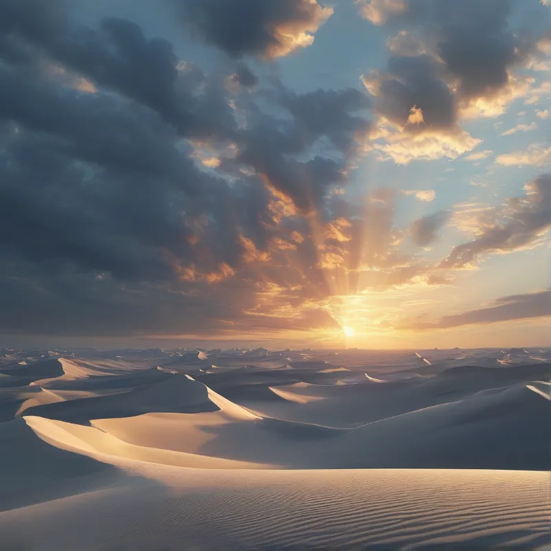 Sunset Over Desert Dunes