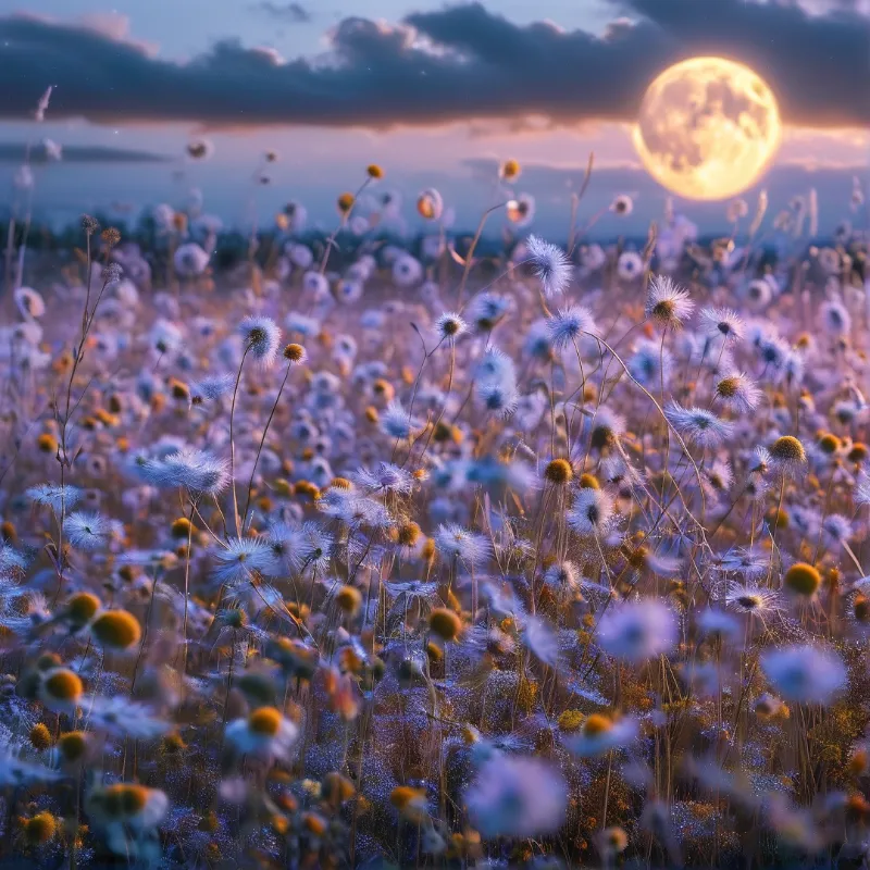 Moonlit Dandelion Field