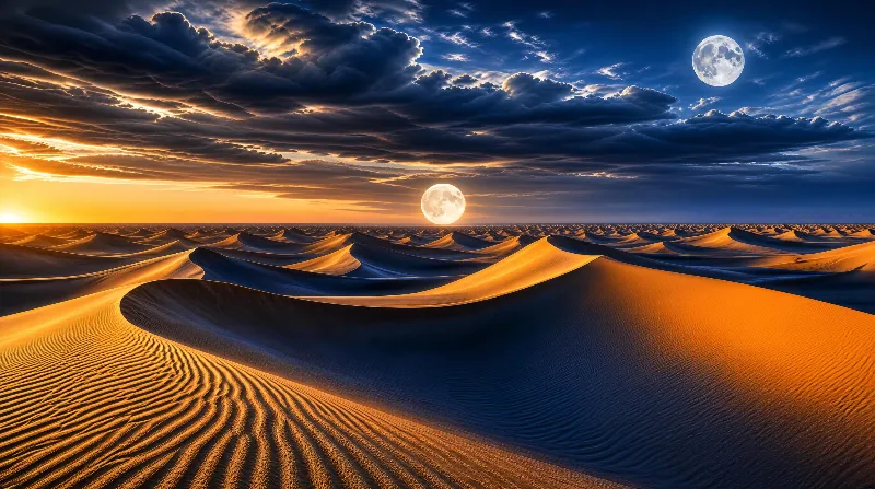 Twin Moons Over the Dunes