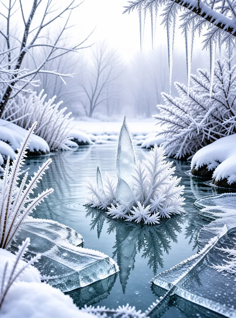 Frozen Stream Winter Scene