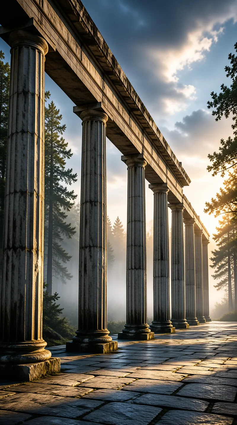 Sunlit Classical Colonnade