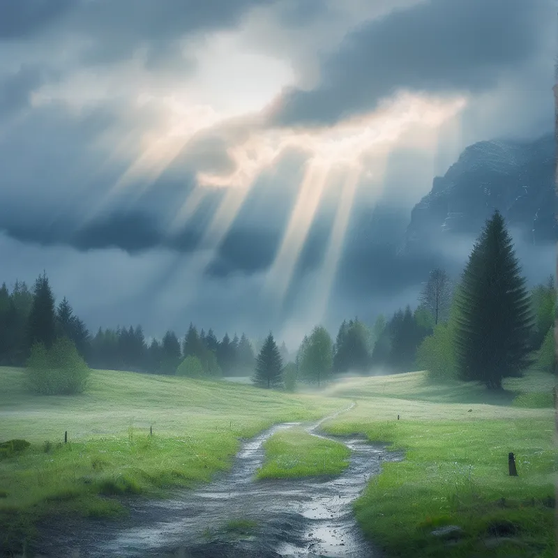 Sunbeams Over Misty Mountain
