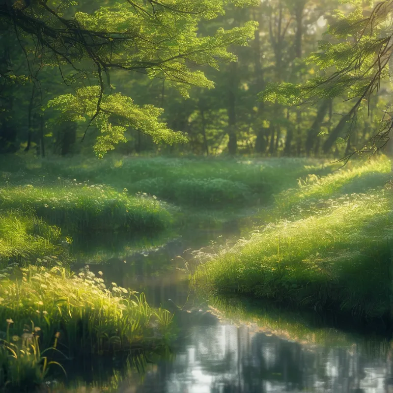 Sunlit Forest Stream