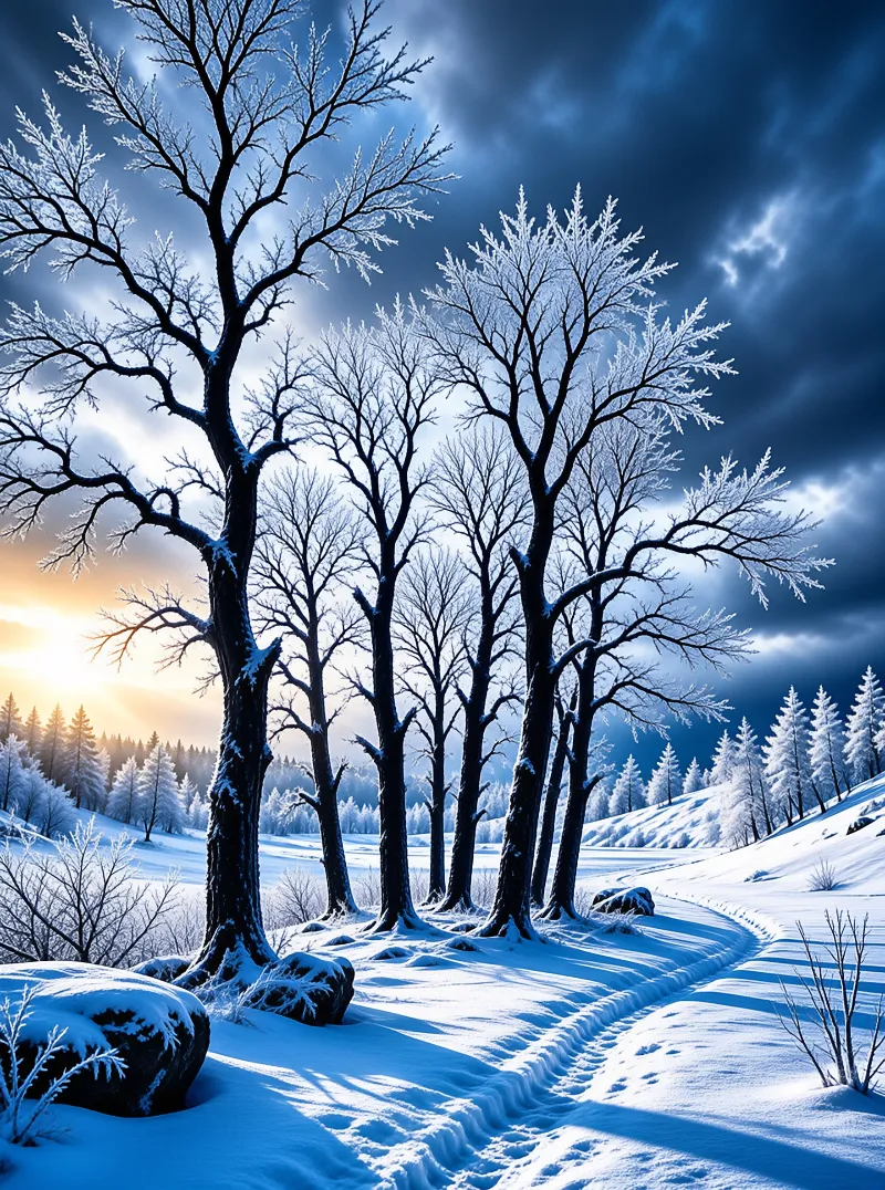 Winter Forest Path at Dawn