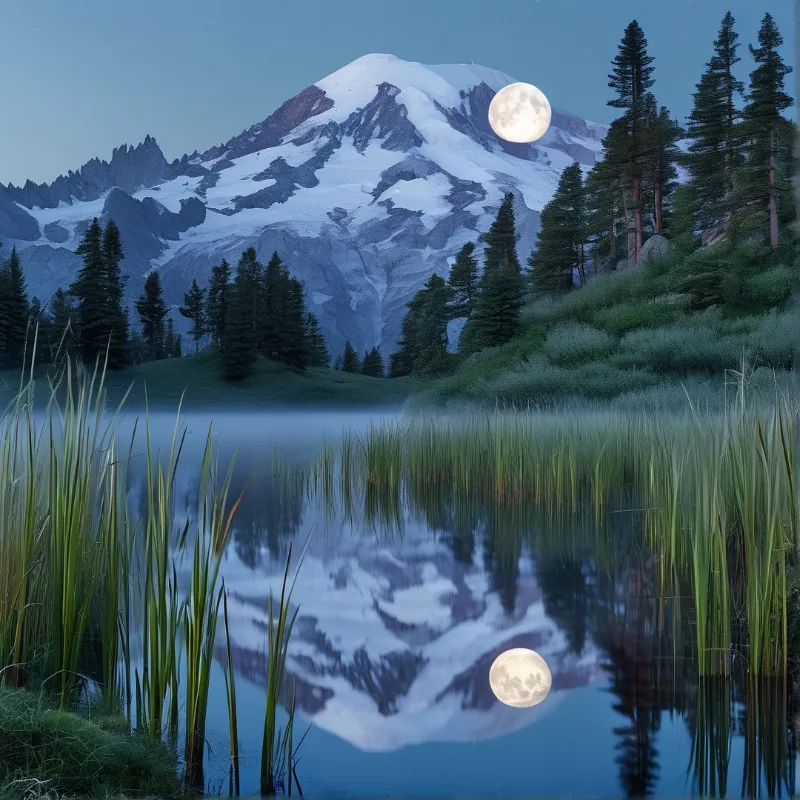 Moonlit Mountain Lake