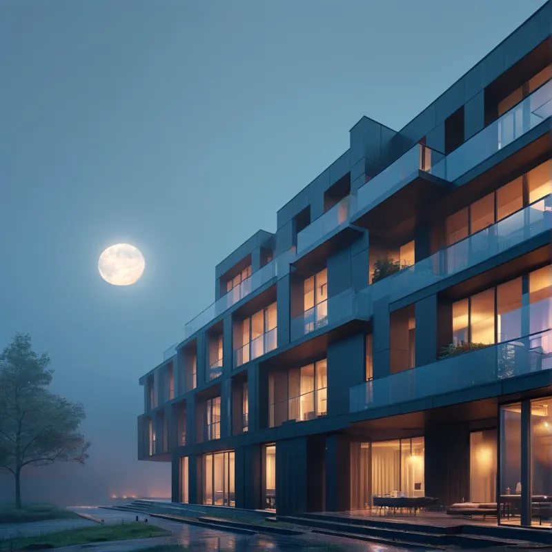 Modern Apartments at Night