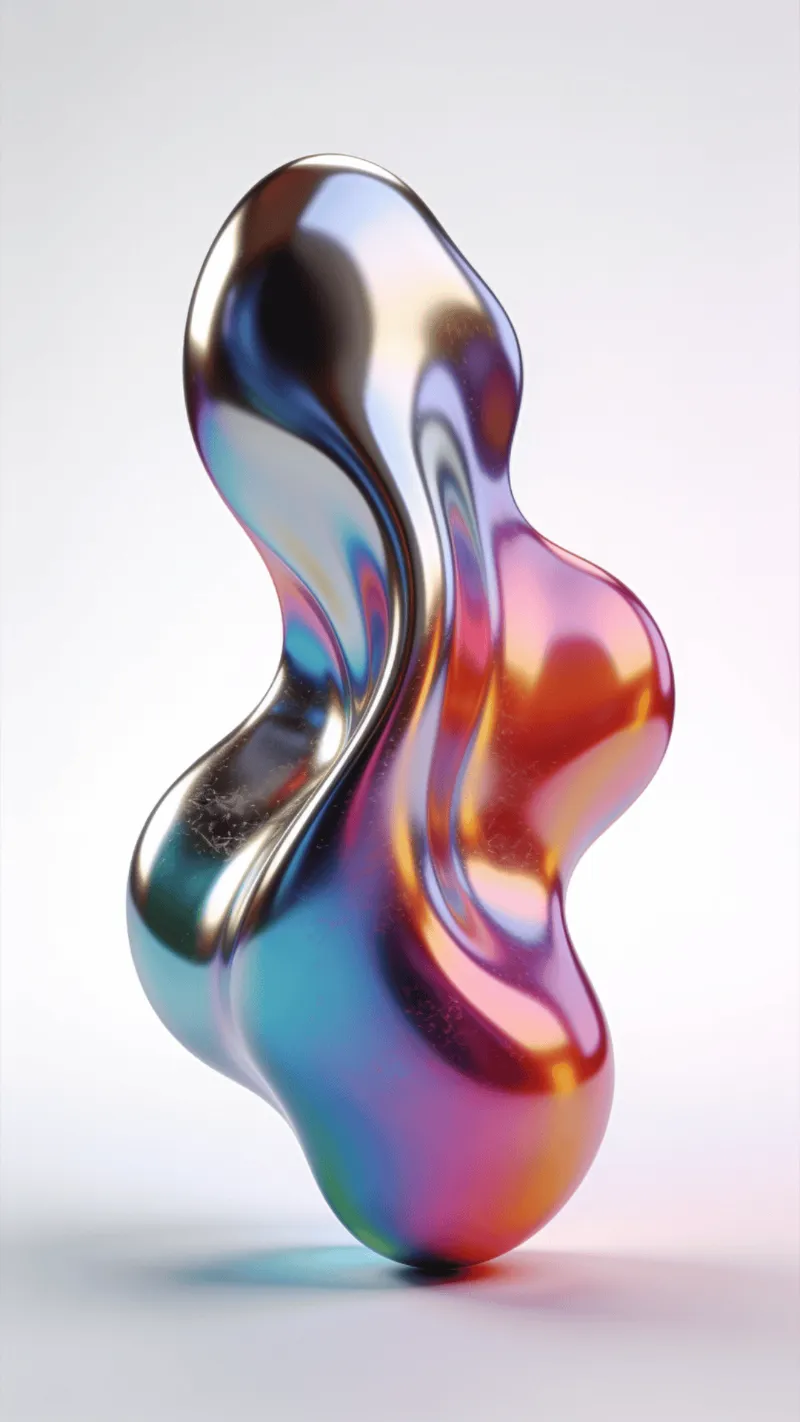 Metallic, Iridescent Fluid Blob