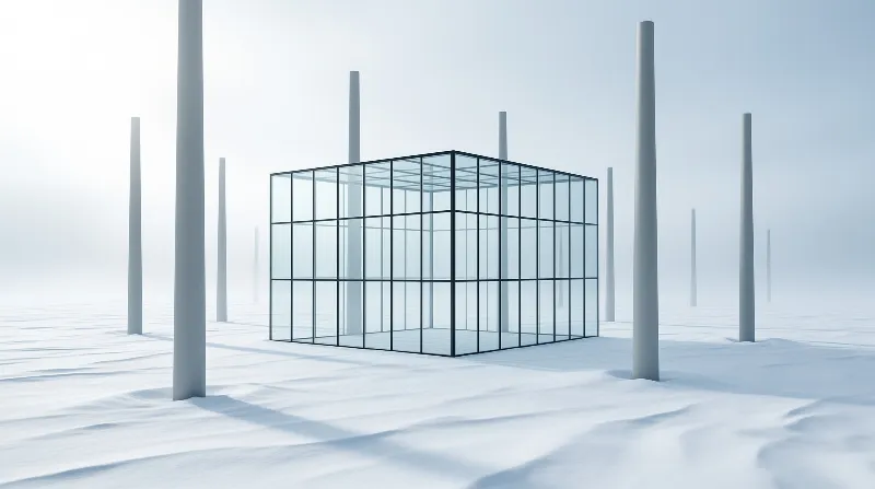 Glass Pavilion in Frozen Mist
