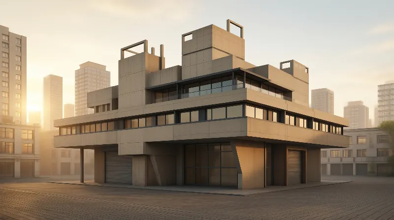 Concrete Pavilion in Urban Plaza