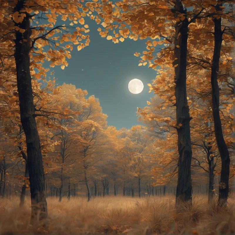 Moonlit Autumn Forest