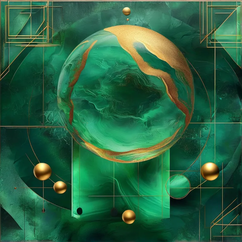 Emerald Globe Geometric Art