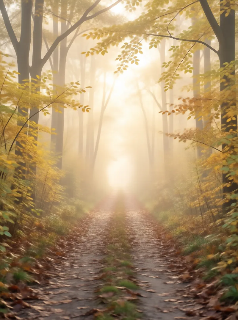 Misty Golden Forest Path