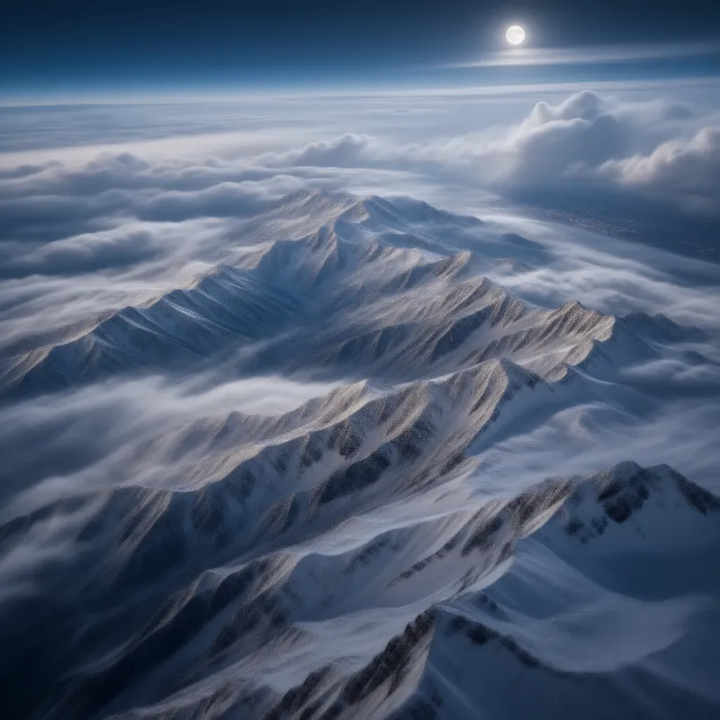 Snowy Mountains at Night