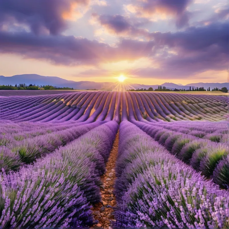 Sunset Over Lavender Rows