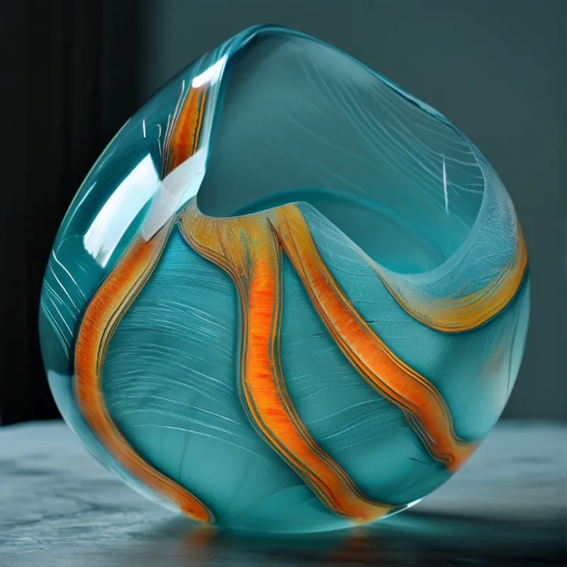 Teal and Orange Glass Sphere