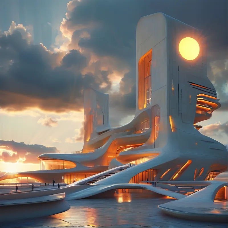 Futuristic White Fluid Structure