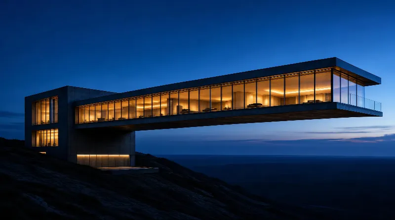 Cantilevered Modern House on Hillside