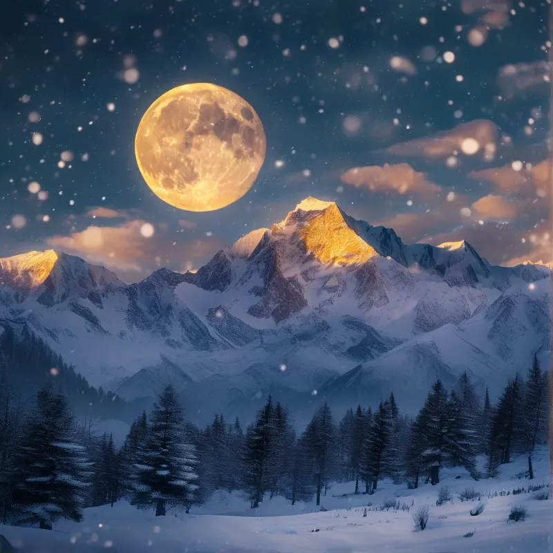 Moonlit Snowy Alpine Night