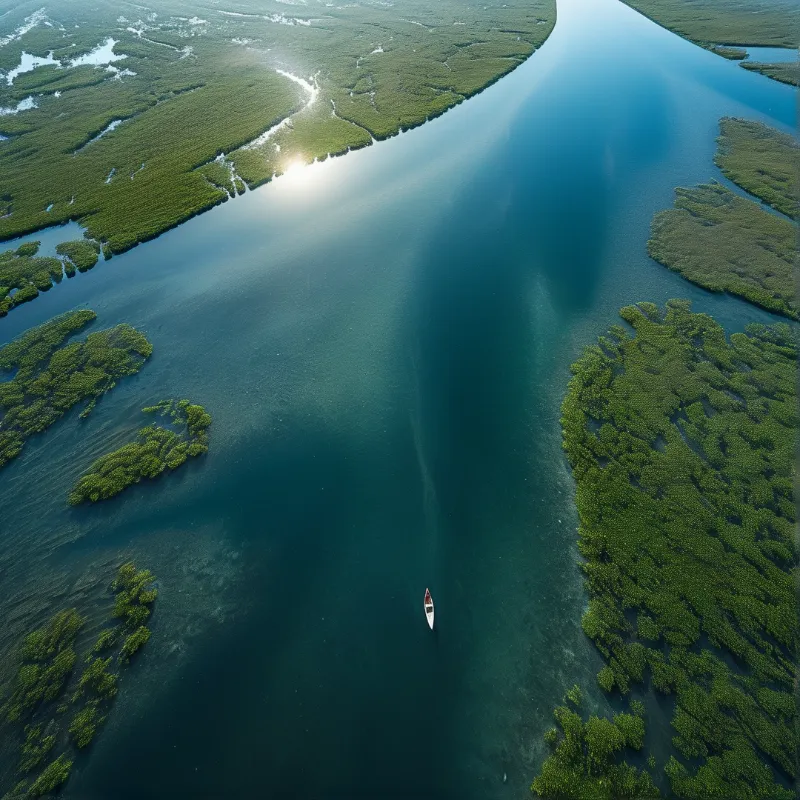 Aerial View of River Marsh